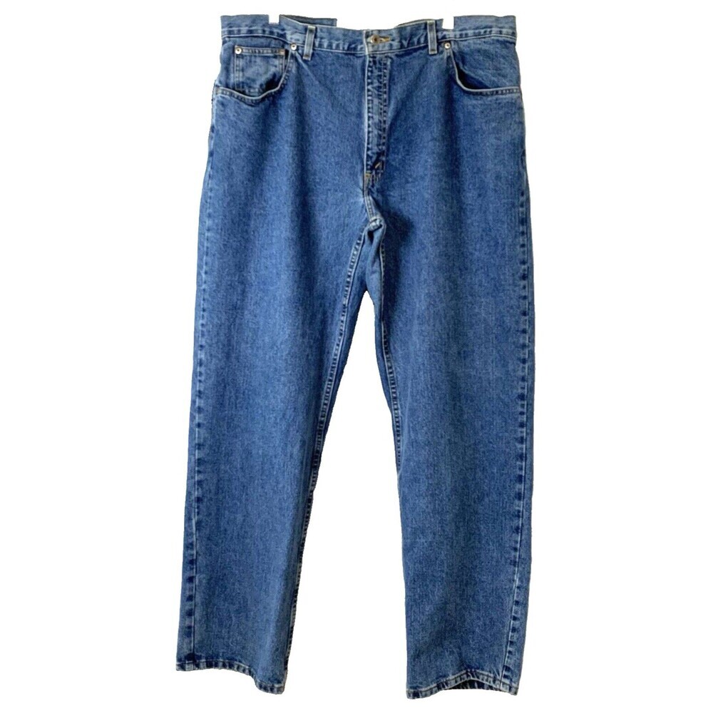 Arizona Loose Straight Jeans Mens 42x34 Light Wash Casual Blue Denim Workwear